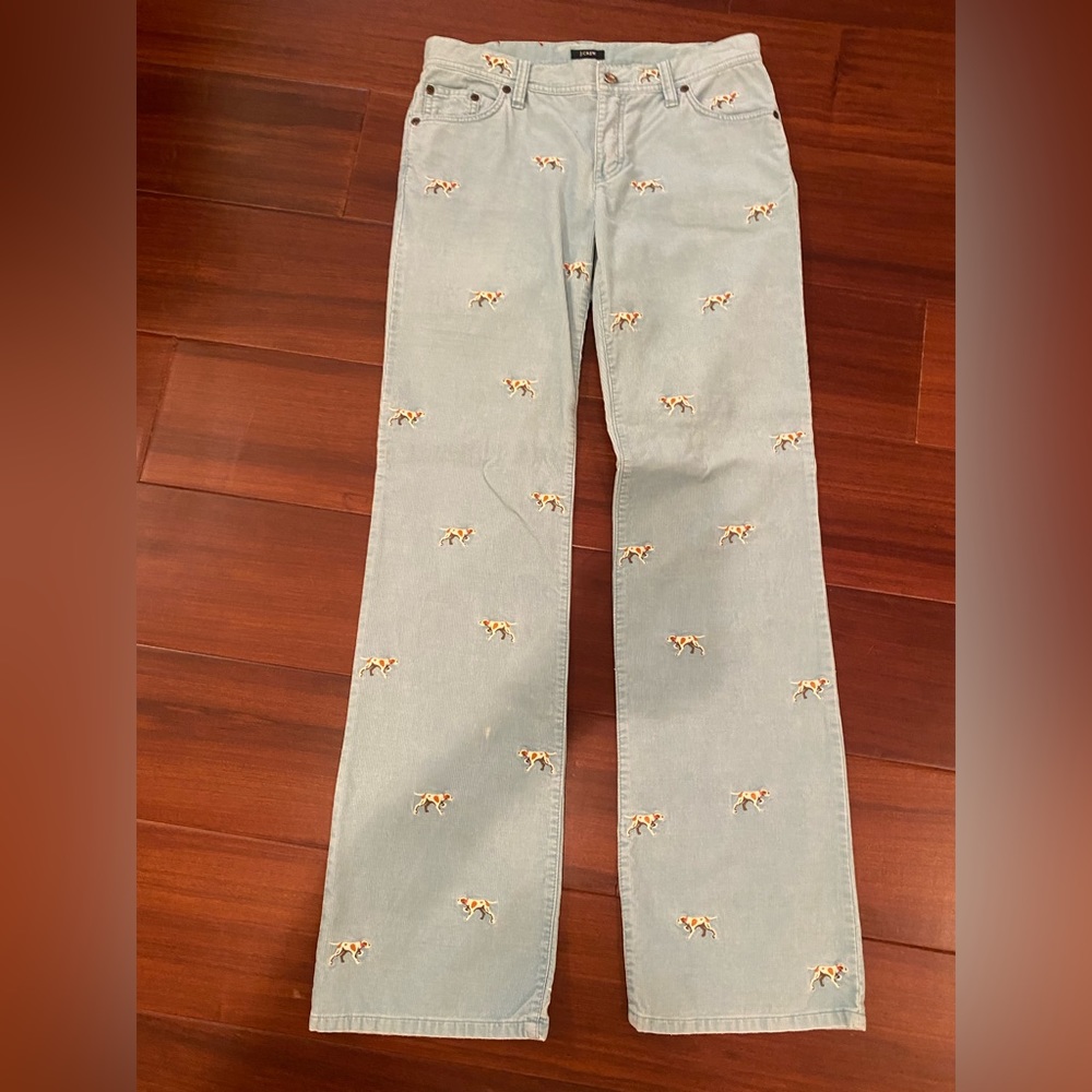 JCrew Hunting Dog Printed Corduroy Bootcut Pants